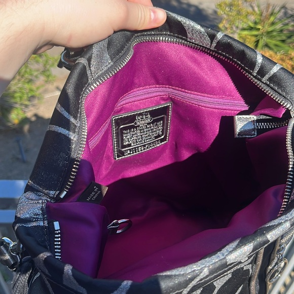 Coach Poppy Women’s Shoulder Bag - Black and Silver - Picture 3 of 5